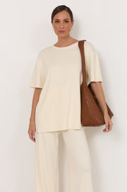Rochelle Long Line Knit Top (Cream)
