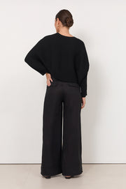 Avalon Wide Leg Linen Pant (Black)