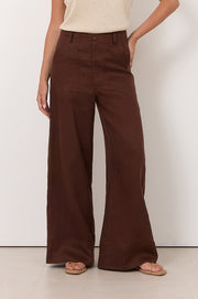 Avalon Wide Leg Linen Pant (Chocolate)