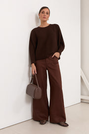 Avalon Wide Leg Linen Pant (Chocolate)