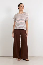 Avalon Wide Leg Linen Pant (Chocolate)