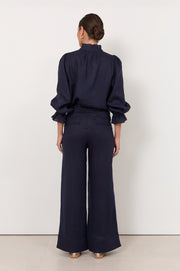Avalon Wide Leg Linen Pant (Navy)