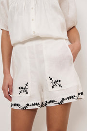 Trinity Embroidered Short (White)