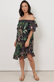 Havana Off Shoulder Frill Dress (Print)