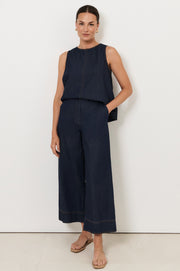 Agatha Crop Lightweight Denim Pant (Denim)