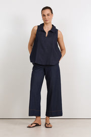 Agatha Cropped Lightweight Denim Pant (Denim)