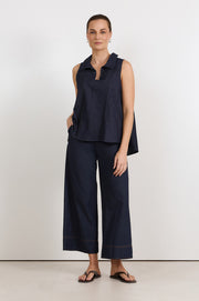 Agatha Cropped Lightweight Denim Pant (Denim)