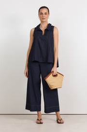 Agatha Cropped Lightweight Denim Pant (Denim)