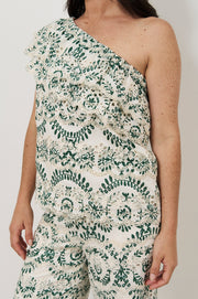 Pippa One Shoulder Embroidered Top (Print)
