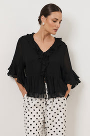 Fleur Frill Top (Black)