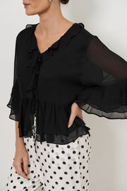 Fleur Frill Top (Black)