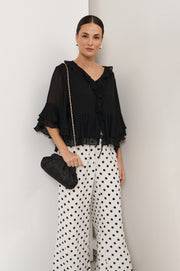 Fleur Frill Top (Black)