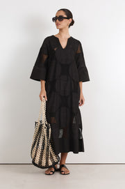 Aster Large Timber Bead Tote (Black/Cream)