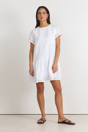 Leonie Linen Short Dress (White)