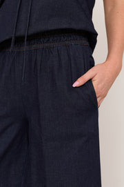 Fable Light Weight Denim Culotte Pant (Dark Denim)