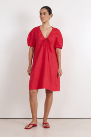 Maura Tie Detail Short Dress (Cardinal Red)