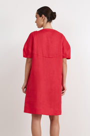 Maura Tie Detail Short Dress (Cardinal Red)
