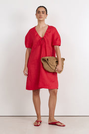 Maura Tie Detail Short Dress (Cardinal Red)