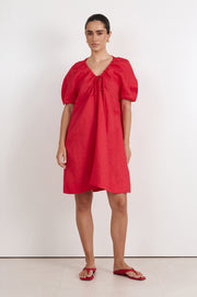 Maura Tie Detail Short Dress (Cardinal Red)