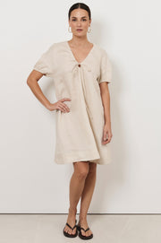 Maura Tie Detail Short Dress (Stone)