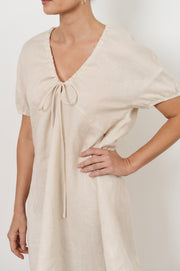Maura Tie Detail Short Dress (Stone)