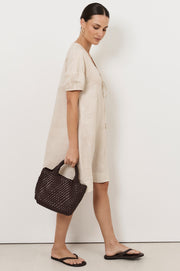 Maura Tie Detail Short Dress (Stone)