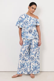Sia Asymmetric Frill Top (Print)