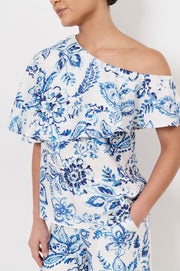 Sia Asymmetric Frill Top (Print)