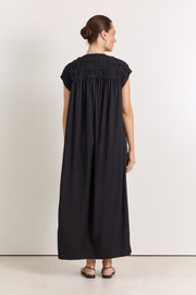 Britta Pleated Maxi Dress (Black)