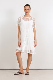 Leonie Lace Short Dress (White)