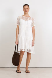 Leonie Lace Short Dress (White)