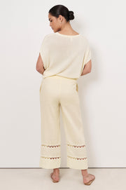 Edith Ric Rac Trim Crop Pant (Lemon)