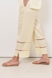 Edith Ric Rac Trim Crop Pant (Lemon)