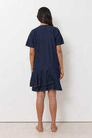 Bianca Asymmetric Lightweight Denim Dress (Denim)