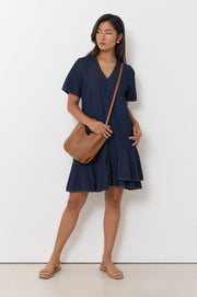 Bianca Asymmetric Lightweight Denim Dress (Denim)