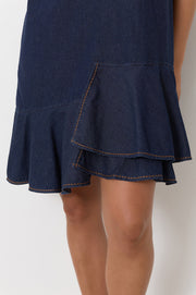 Bianca Asymmetric Lightweight Denim Dress (Denim)