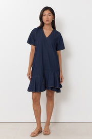 Bianca Asymmetric Lightweight Denim Dress (Denim)