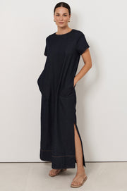 Lottie Lightweight Denim Maxi Dress (Denim)