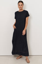 Lottie Lightweight Denim Maxi Dress (Denim)