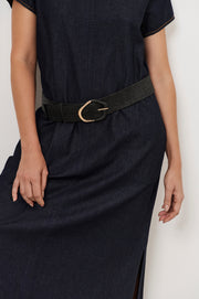 Wrapped Buckle Stretch Belt (Black/Gold)