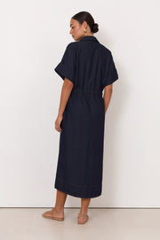 Theodore Lightweight Denim Midi Dress (Denim)