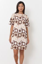 Kaia Crochet Short Dress (Chocolate)