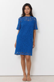 Kaia Crochet Short Dress (Blue)