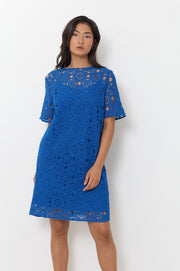 Kaia Crochet Short Dress (Blue)