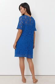 Kaia Crochet Short Dress (Blue)