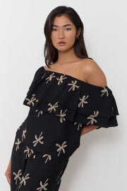 Kalani Embroidered Palm Top (Black)