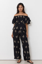 Kalani Embroidered Palm Top (Black)