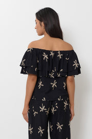 Kalani Embroidered Palm Top (Black)