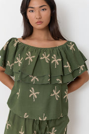 Kalani Embroidered Palm Top (Green)