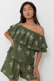 Kalani Embroidered Palm Top (Green)